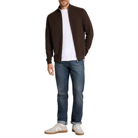 Gilet en coton marron à coupe ajustée pourvu d'un col montant - Image 5