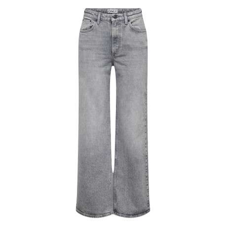Jean en coton gris uni avec une coupe bootcut et une taille