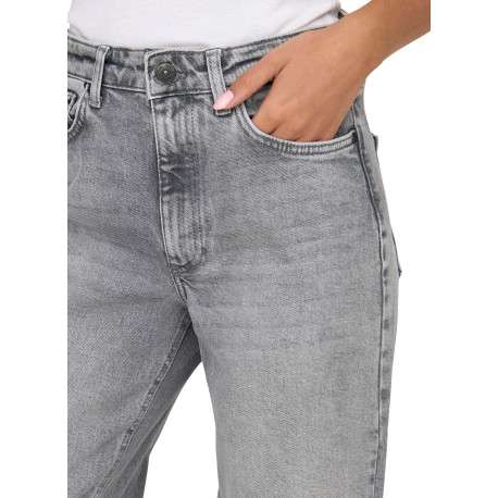 Jean en coton gris uni avec une coupe bootcut et une taille - Image 3