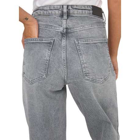 Jean en coton gris uni avec une coupe bootcut et une taille - Image 4