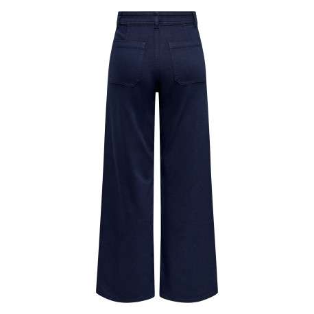 Pantalon marine uni avec une coupe flare muni d'un zip et d'un bouton - Image 2