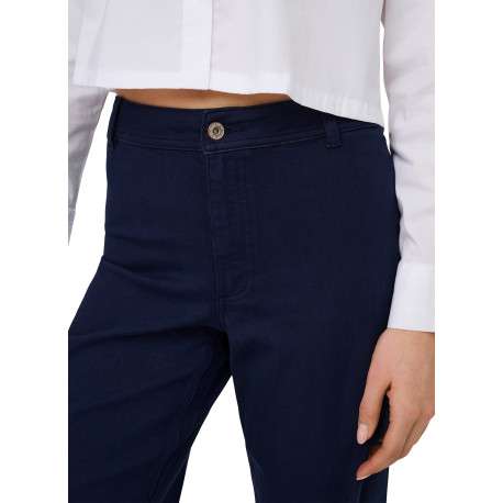 Pantalon marine uni avec une coupe flare muni d'un zip et d'un bouton - Image 6