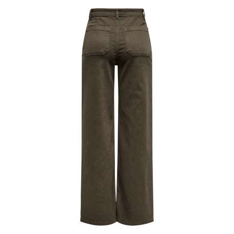 Pantalon marron uni avec une coupe flare muni d'un zip et d'un bouton - Image 2