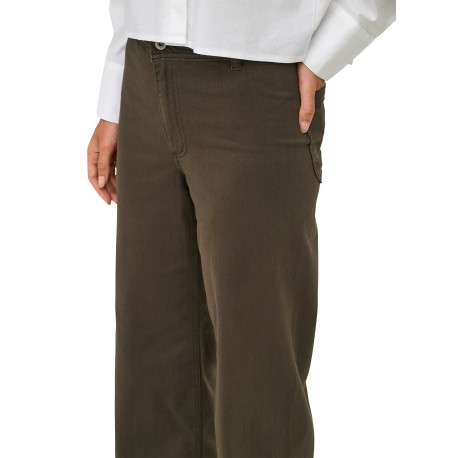 Pantalon marron uni avec une coupe flare muni d'un zip et d'un bouton - Image 6