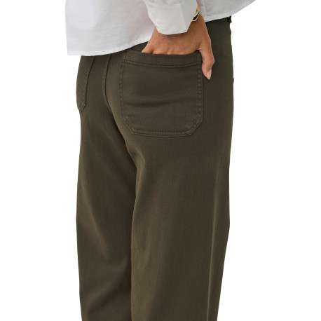 Pantalon marron uni avec une coupe flare muni d'un zip et d'un bouton - Image 7