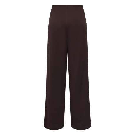 Pantalon chocolat uni avec une coupe droite et une taille élastiquée - Image 2