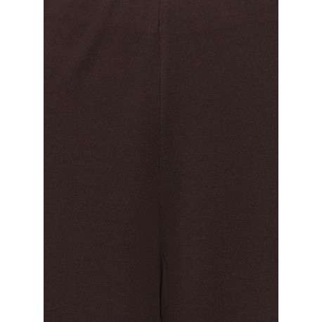 Pantalon chocolat uni avec une coupe droite et une taille élastiquée - Image 3