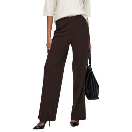 Pantalon chocolat uni avec une coupe droite et une taille élastiquée - Image 6
