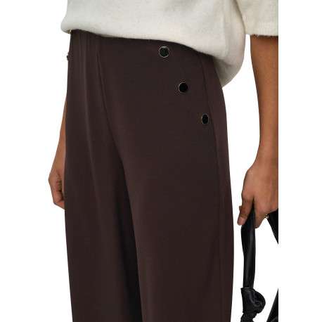 Pantalon chocolat uni avec une coupe droite et une taille élastiquée - Image 7