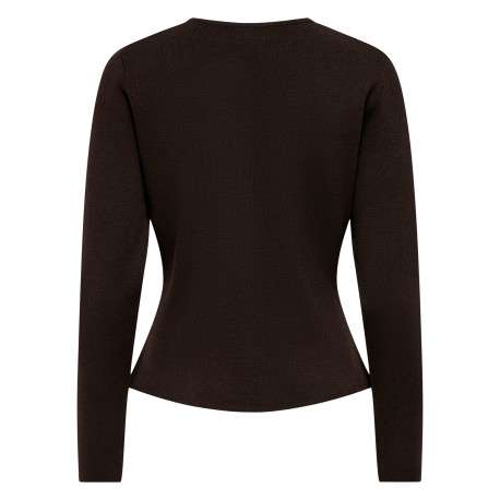 Gilet chocolat uni avec une coupe évasée et des manches longues - Image 2