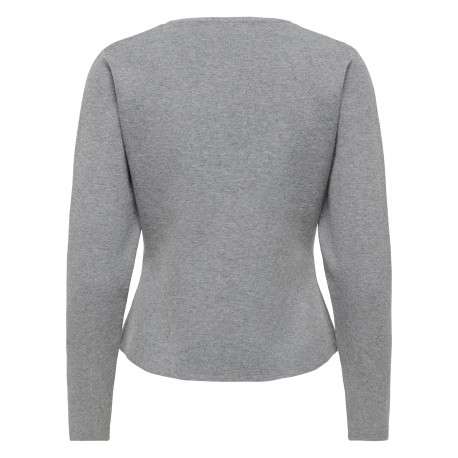 Gilet gris uni avec une coupe évasée et des manches longues - Image 2