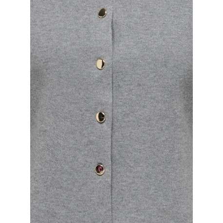 Gilet gris uni avec une coupe évasée et des manches longues - Image 3