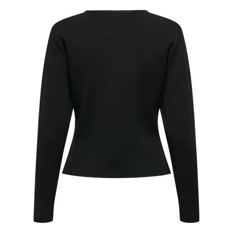 Gilet noir uni avec une coupe évasée et des manches longues - Image 2