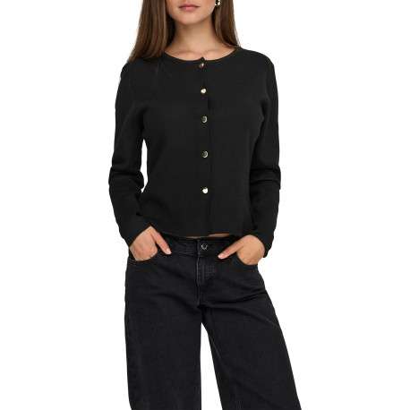 Gilet noir uni avec une coupe évasée et des manches longues - Image 3