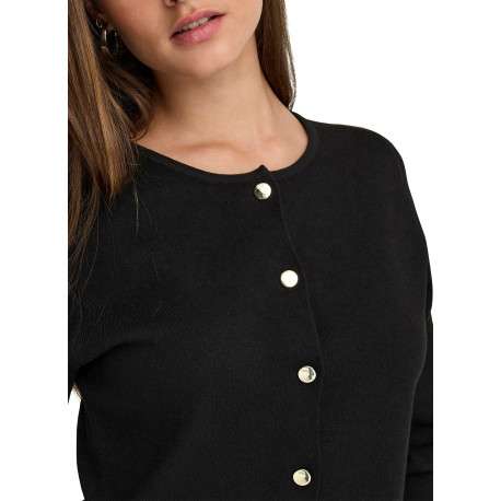 Gilet noir uni avec une coupe évasée et des manches longues - Image 7