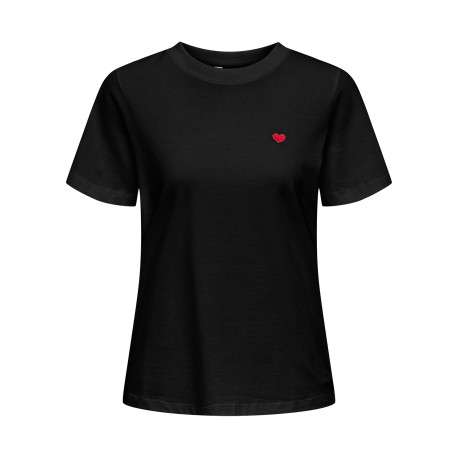 T-shirt en coton noir uni avec une coupe droite et un col rond