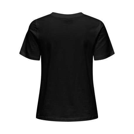 T-shirt en coton noir uni avec une coupe droite et un col rond - Image 2