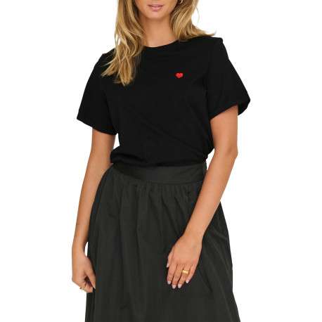 T-shirt en coton noir uni avec une coupe droite et un col rond - Image 5
