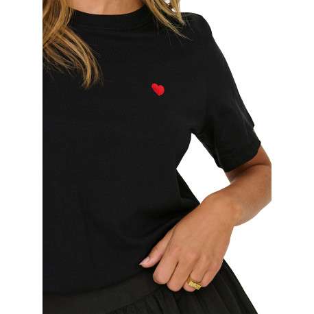 T-shirt en coton noir uni avec une coupe droite et un col rond - Image 6