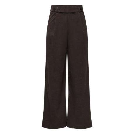 Pantalon marron uni avec une coupe flare et une taille élastiquée