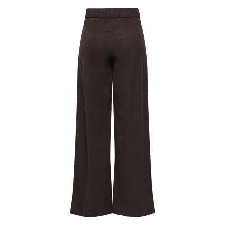 Pantalon marron uni avec une coupe flare et une taille élastiquée - Image 2