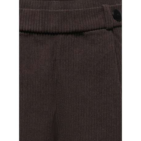 Pantalon marron uni avec une coupe flare et une taille élastiquée - Image 3