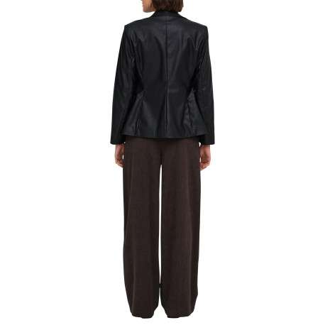 Pantalon marron uni avec une coupe flare et une taille élastiquée - Image 5