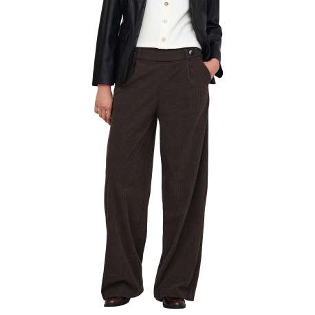 Pantalon marron uni avec une coupe flare et une taille élastiquée - Image 6