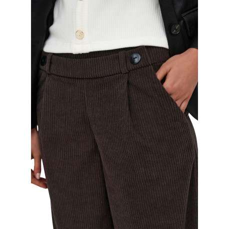 Pantalon marron uni avec une coupe flare et une taille élastiquée - Image 7