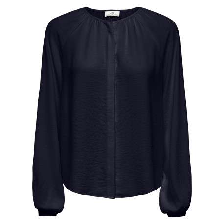 Chemisier marine uni avec une coupe fluide et des manches longues