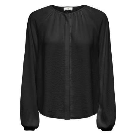 Chemisier noir uni avec une coupe fluide et des manches longues