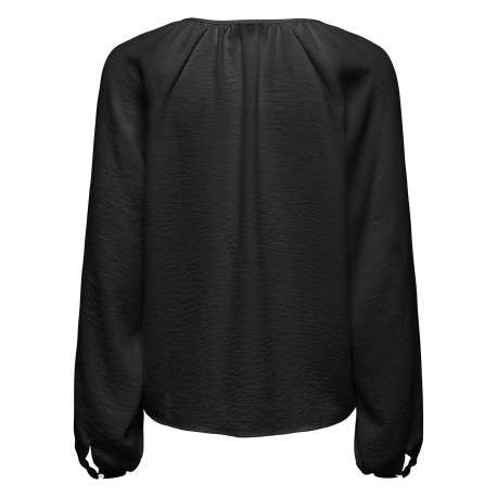 Chemisier noir uni avec une coupe fluide et des manches longues - Image 2