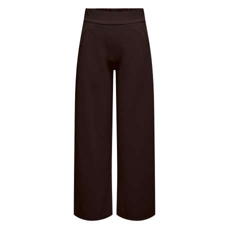 Pantalon chino chocolat uni avec une coupe droite et une taille élastiquée