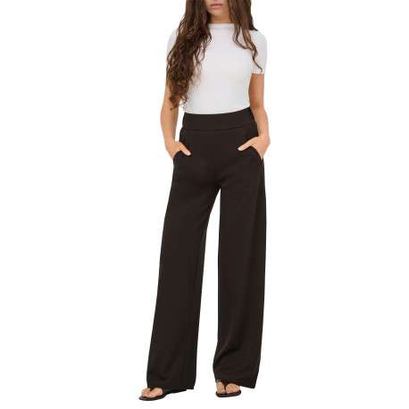 Pantalon chino chocolat uni avec une coupe droite et une taille élastiquée - Image 3
