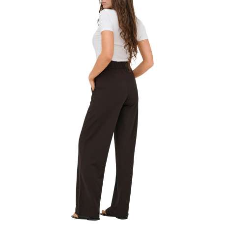 Pantalon chino chocolat uni avec une coupe droite et une taille élastiquée - Image 4