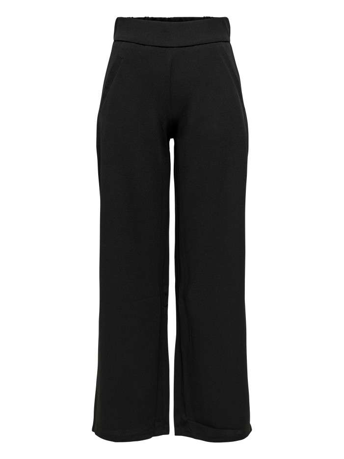 Pantalon chino noir uni avec une coupe droite et une taille élastiquée