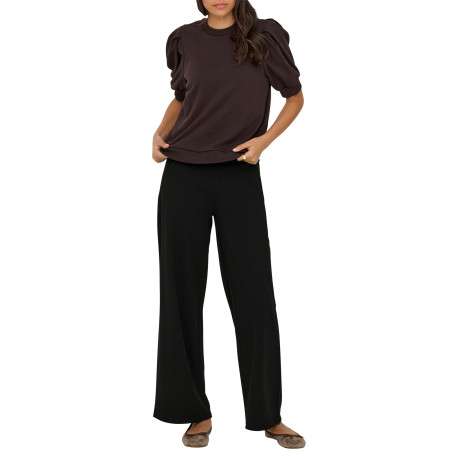 Pantalon chino noir uni avec une coupe droite et une taille élastiquée - Image 3