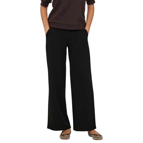 Pantalon chino noir uni avec une coupe droite et une taille élastiquée - Image 5