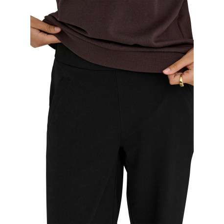 Pantalon chino noir uni avec une coupe droite et une taille élastiquée - Image 6