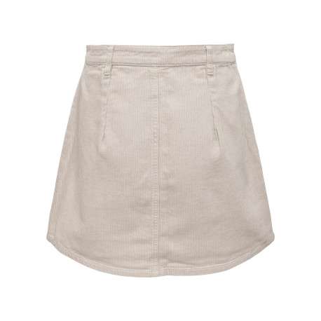 Jupe courte en coton beige unie avec une coupe trapèze et des boutons - Image 2