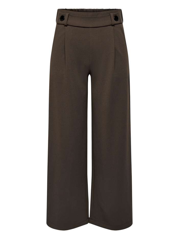 Pantalon chocolat uni avec une coupe bootcut et une taille élastiquée