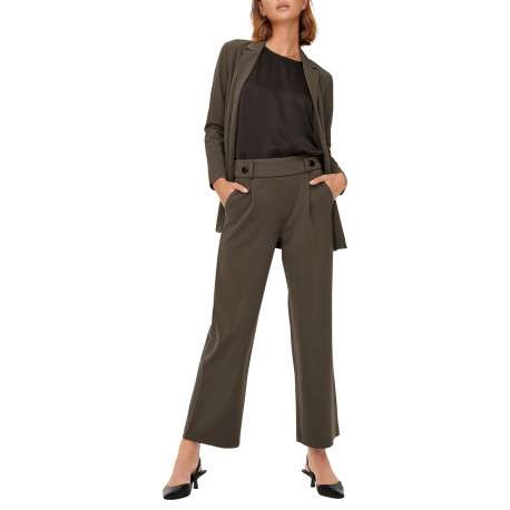 Pantalon chocolat uni avec une coupe bootcut et une taille élastiquée - Image 3