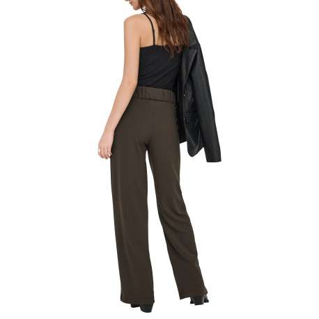Pantalon chocolat uni avec une coupe bootcut et une taille élastiquée - Image 4