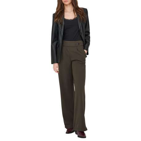 Pantalon chocolat uni avec une coupe bootcut et une taille élastiquée - Image 5