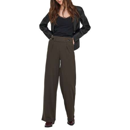 Pantalon chocolat uni avec une coupe bootcut et une taille élastiquée - Image 6
