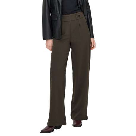 Pantalon chocolat uni avec une coupe bootcut et une taille élastiquée - Image 7