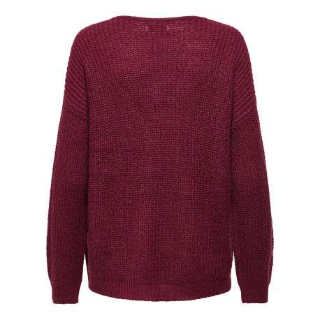 Pull bordeaux uni avec une coupe droite col et des manches longues - Image 2