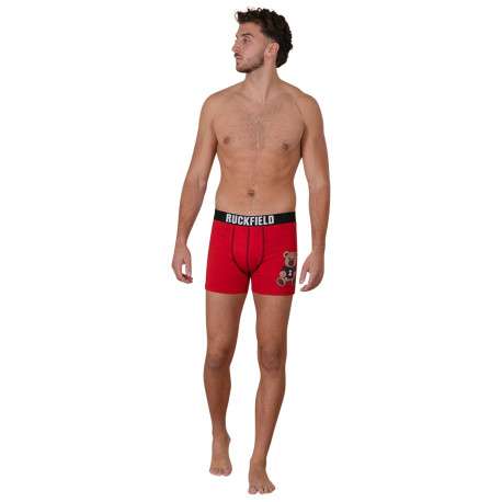 Boxer rouge avec un imprimé et pourvu d'une taille élastiquée