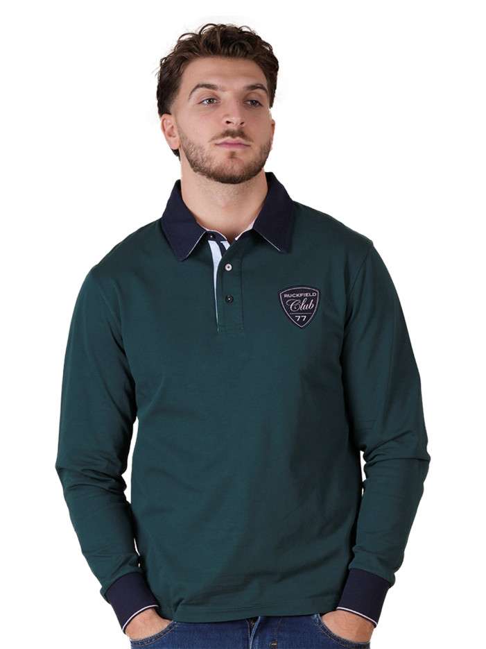 Polo en coton vert à...