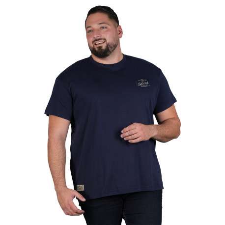 T-shirt en coton biologique marine à imprimé avec une coupe droite